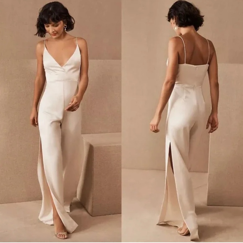 BHLDN Monique Lhuillier Bridesmaids Doutzen Wide Leg Jumpsuit In Ivory New